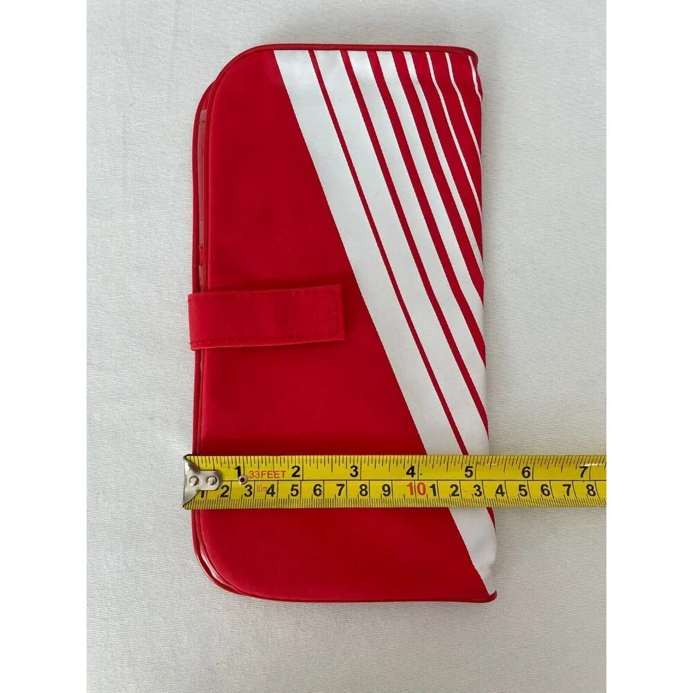 Vintage Globus Travel Organizer Red & White Vinyl 80s Airline Souvenir With Mult - Picture 10 of 10